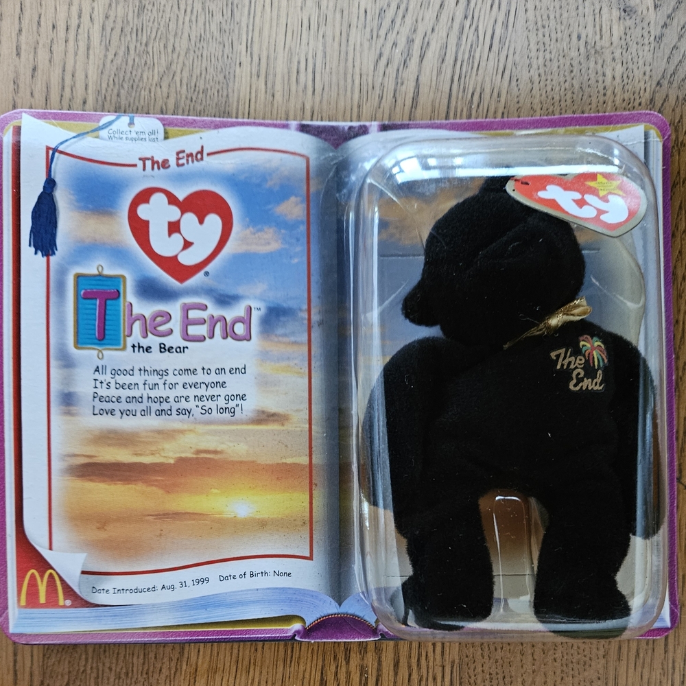 Ty The End Bear Black Plush